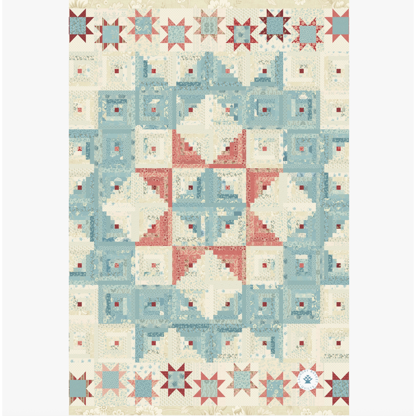Laundry Basket Quilts | Kitchen Towel - Pioneer Log Cabin Patriotic