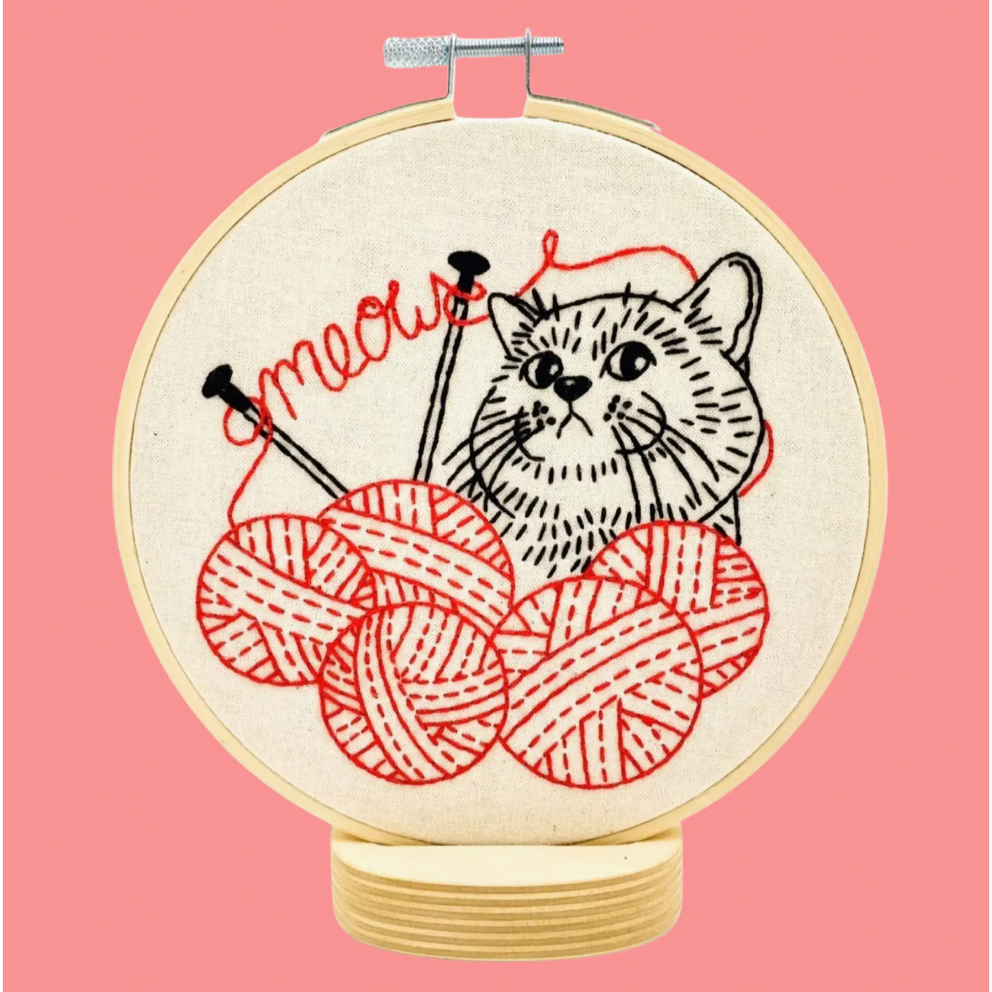 Hook, Line & Tinker | Kitten with Knitting Complete Embroidery Kit