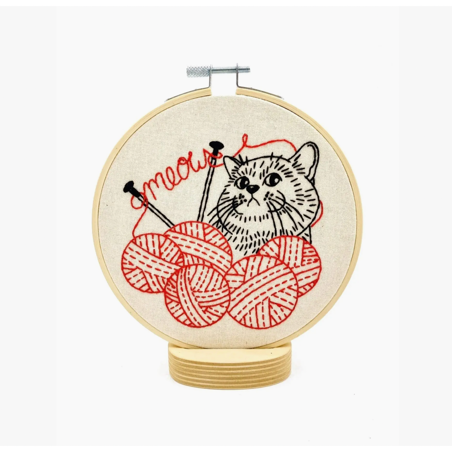 Hook, Line & Tinker | Kitten with Knitting Complete Embroidery Kit