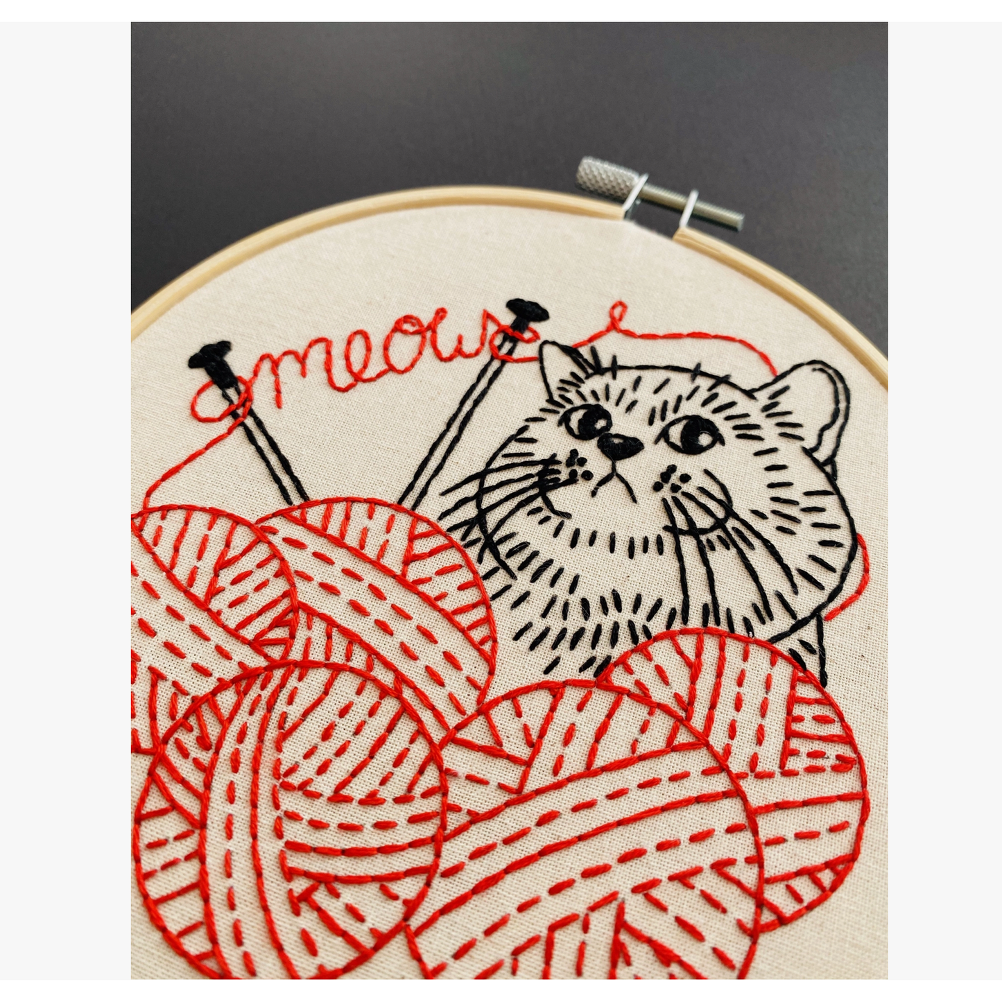 Hook, Line & Tinker | Kitten with Knitting Complete Embroidery Kit