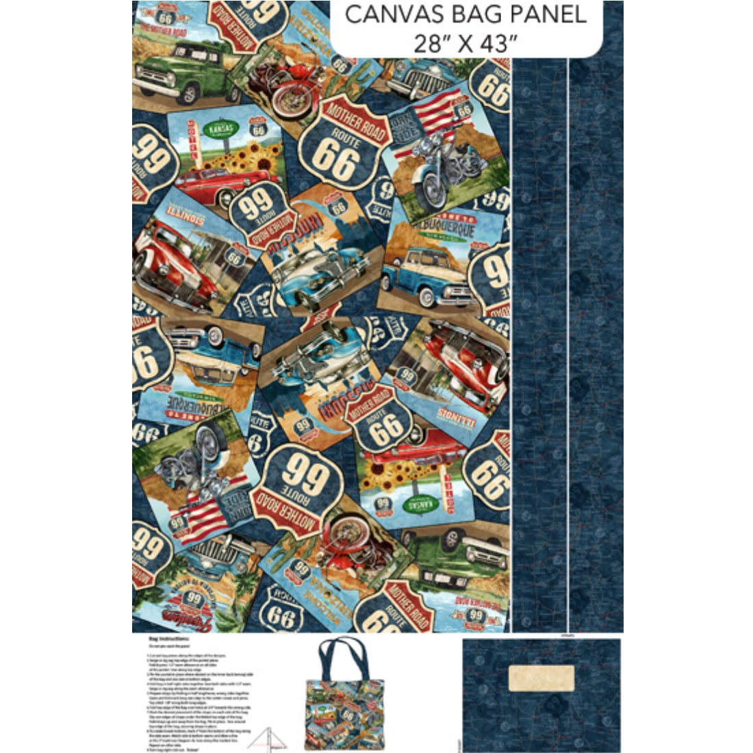 Historic Route 66 ~ Tote Panel ~ C29249-48
