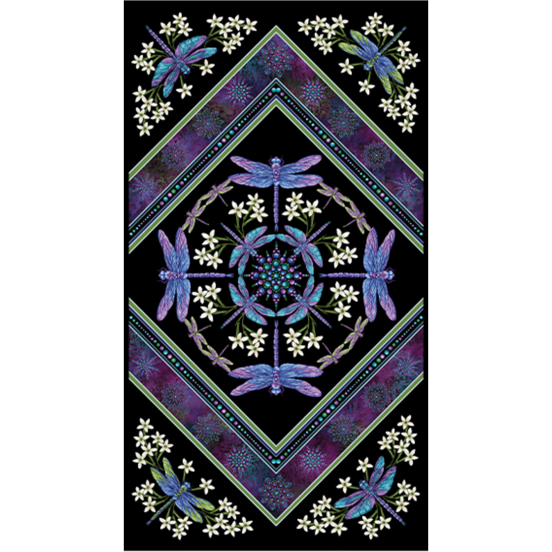 Dragonfly Wonder ~ Panel ~ 16722P-91 Black/Plum