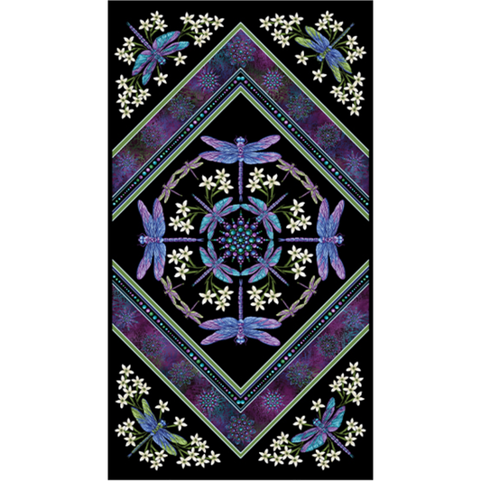 Dragonfly Wonder ~ Panel ~ 16722P-91 Black/Plum