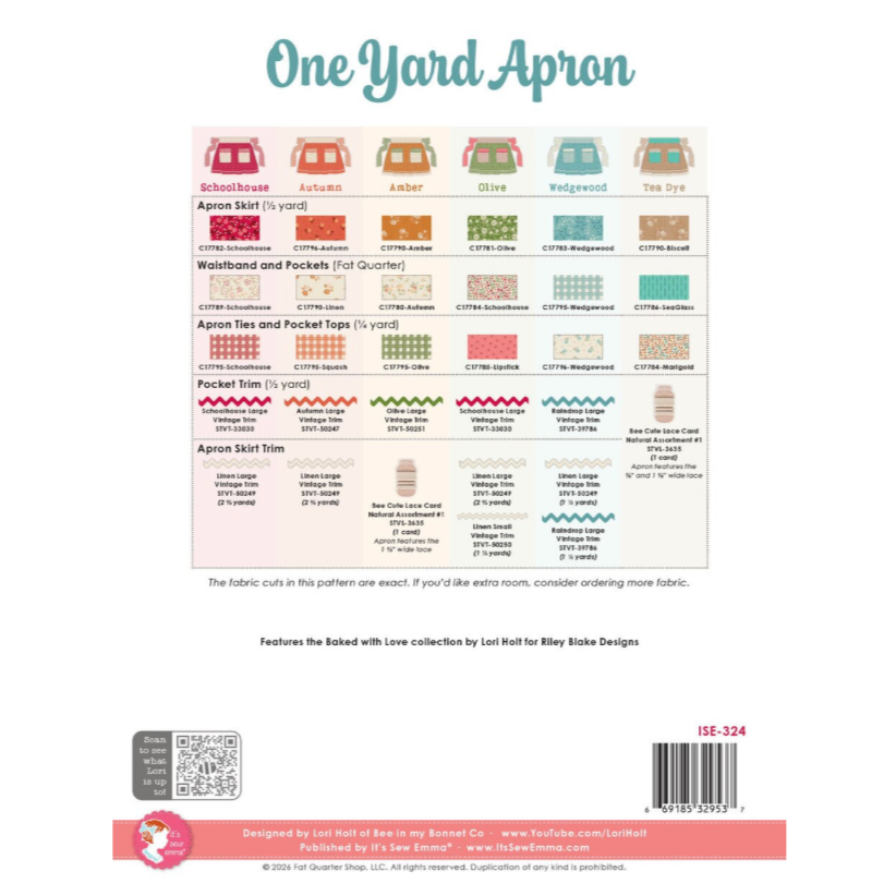 It's Sew Emma One Yard Apron Pattern