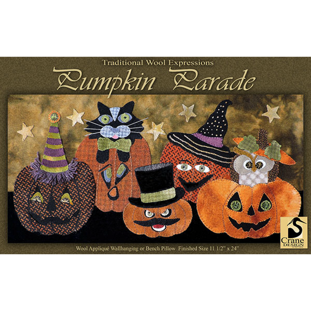 Crane Design ~ Pumpkin Parade Wool Applique Pattern
