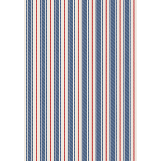 Country Comforts Flannel ~ Blue and red ticking stripe flannel - F2C