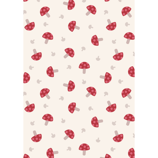 Country Comforts Flannel ~ Red toadstools on cream flannel - F3