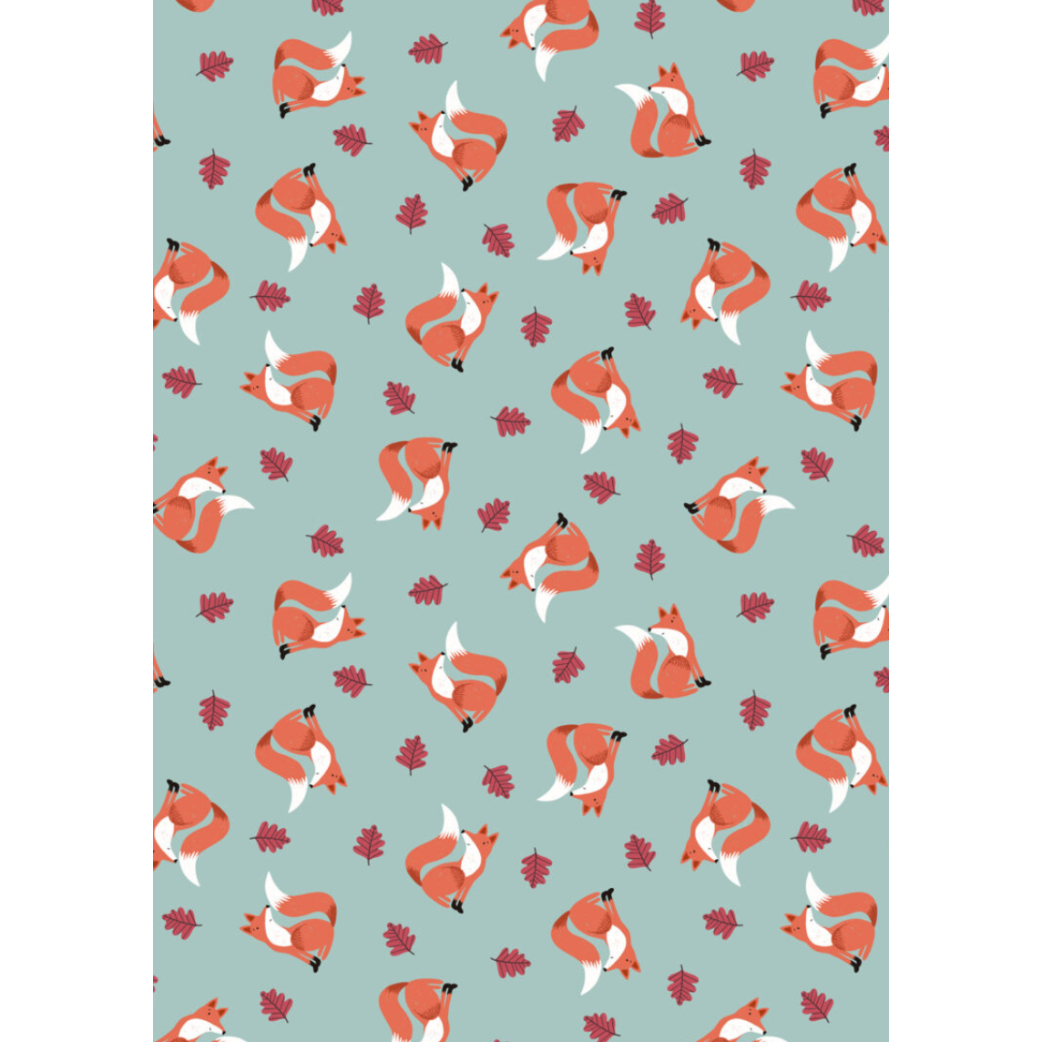 Country Comforts Flannel ~ Friendly fox on duck egg flannel - F4