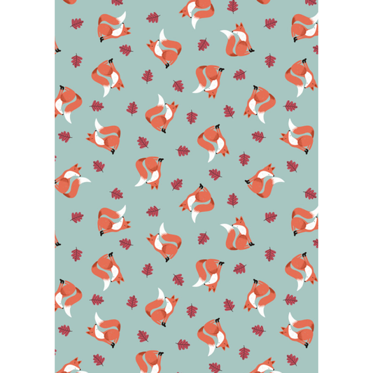 Country Comforts Flannel ~ Friendly fox on duck egg flannel - F4