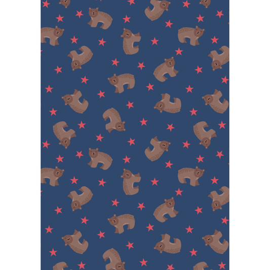 Country Comforts Flannel ~ Bear on dark blue flannel - F5
