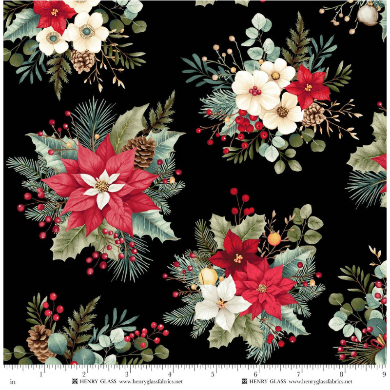 Sweet Christmas Memories ~ Holiday Flower Toss ~ 3625-99 Black