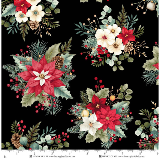 Sweet Christmas Memories ~ Holiday Flower Toss ~ 3625-99 Black