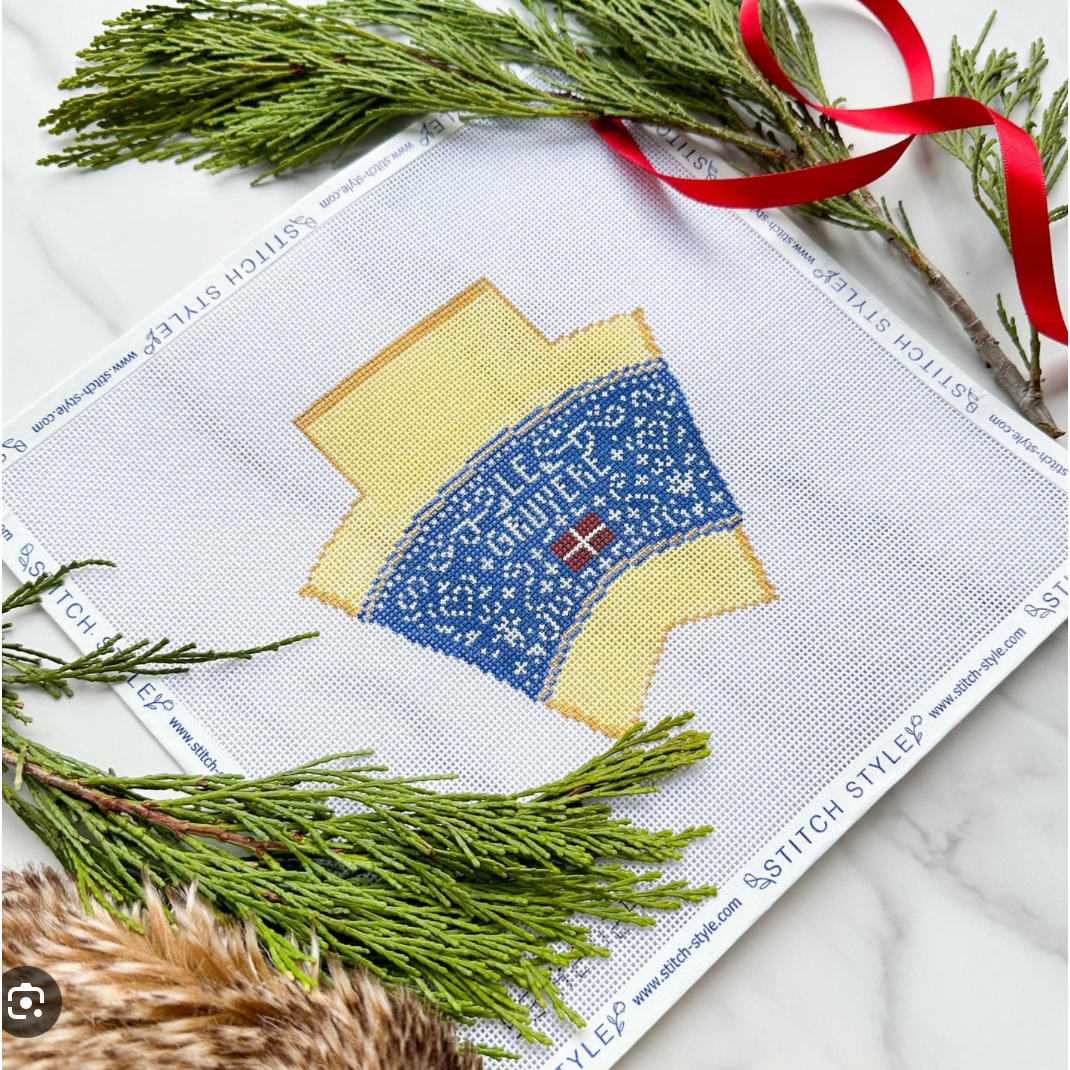 Stitch Style Needlepoint | 3D Wedge of Gruyere Cheese Needlepoint Canvas