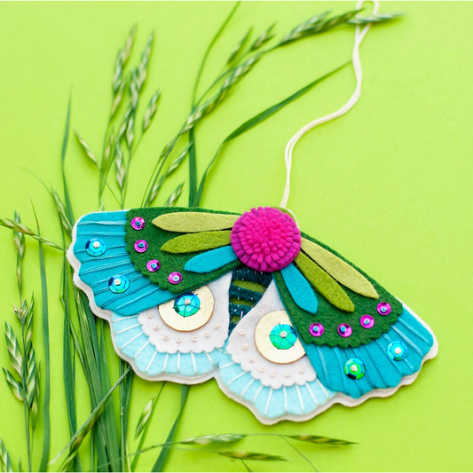 Benzie Design | Blue Moth Ornament Wool Felt Applique Kit