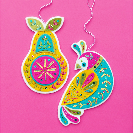 Benzie Design | Partridge and Pear Wool Felt Ornament Appliqué Kit
