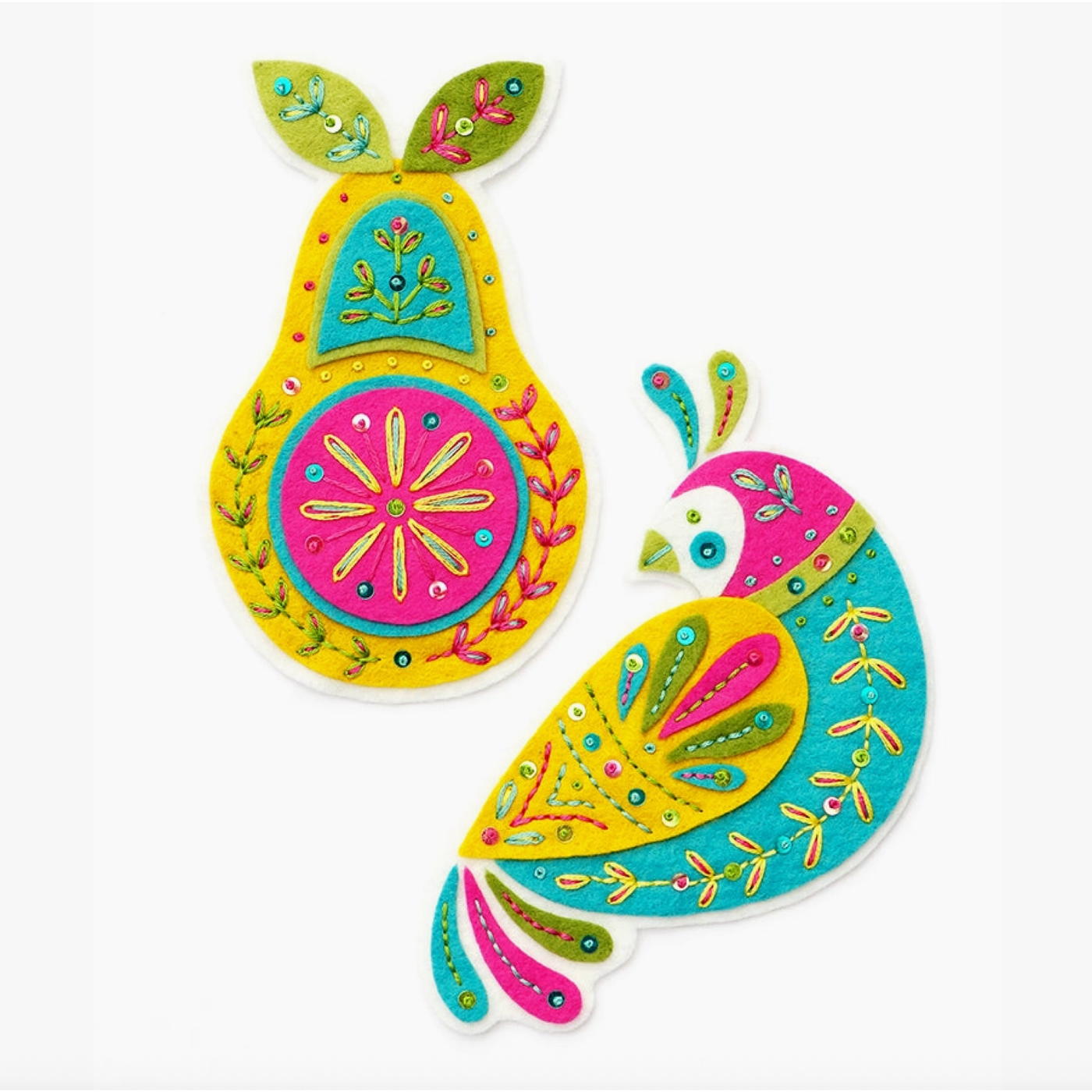 Benzie Design | Partridge and Pear Wool Felt Ornament Appliqué Kit
