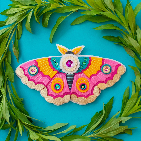 Benzie Design | Pink Moth Ornament Wool Felt Applique Kit