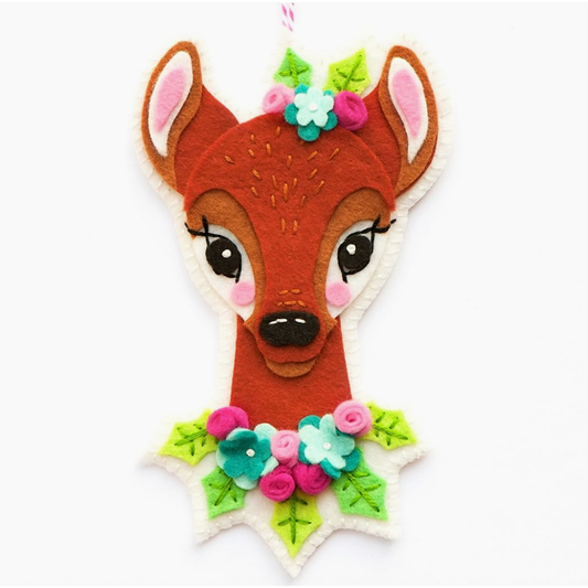 Benzie Design | Christmas Deer Ornament Wool Felt Appliqué Kit