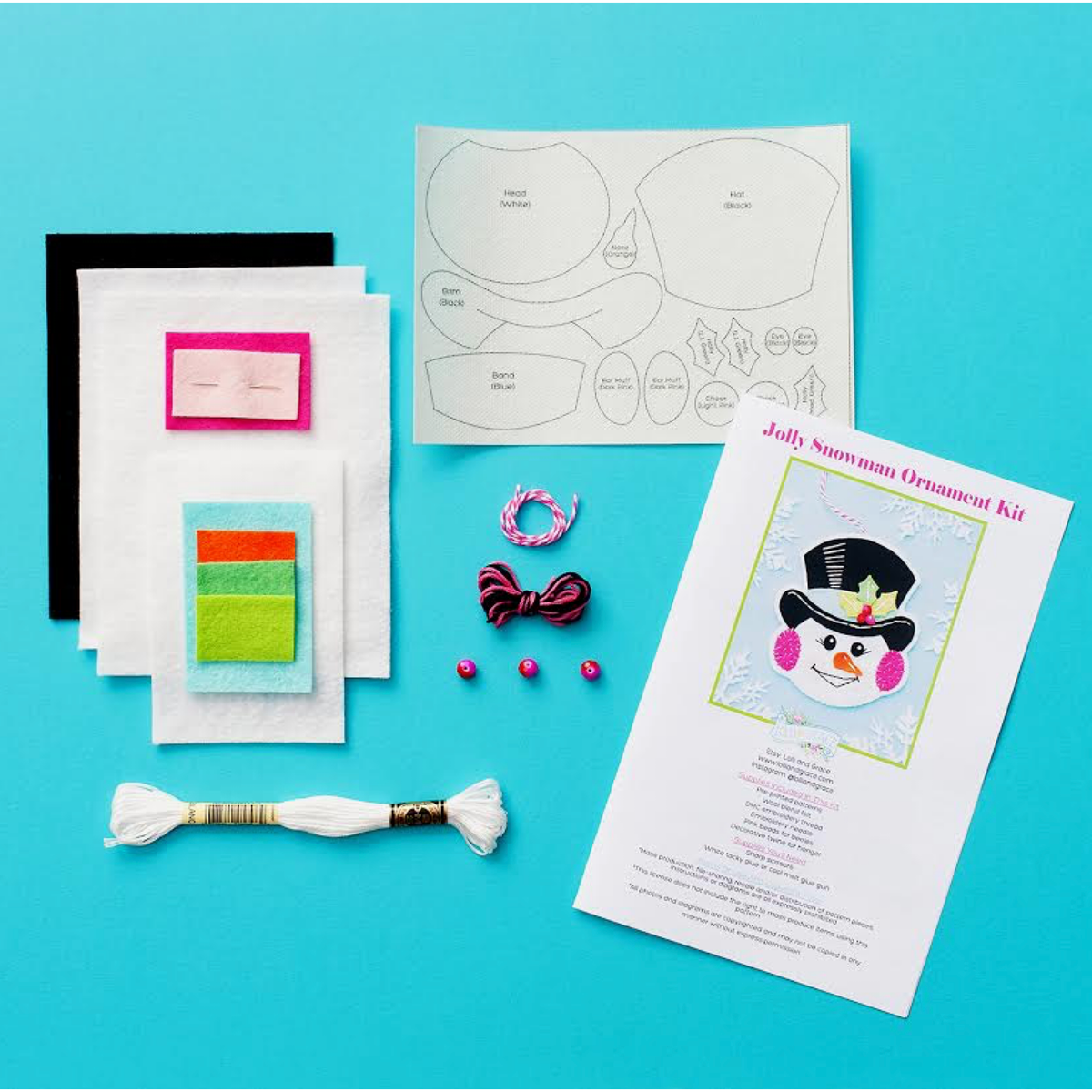 Benzie Design | Snowman Ornament Wool Felt Appliqué Kit