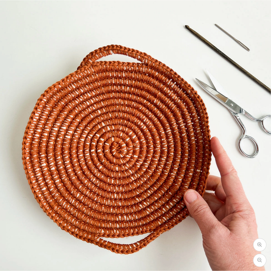 Flax & Twine | Skye Linen Basket Crochet Kit - Rust