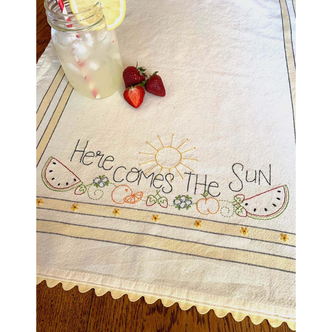 Berroots ~ Here Comes the Sun Embroidery Dishtowel Kit