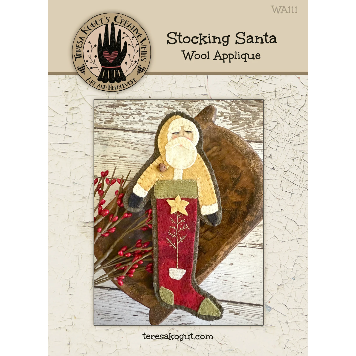 Teresa Kogut  | Stocking Santa Wool Appliqué Pattern