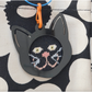 Fraymeworks | Needlepoint Bag Tag: Cat - Black