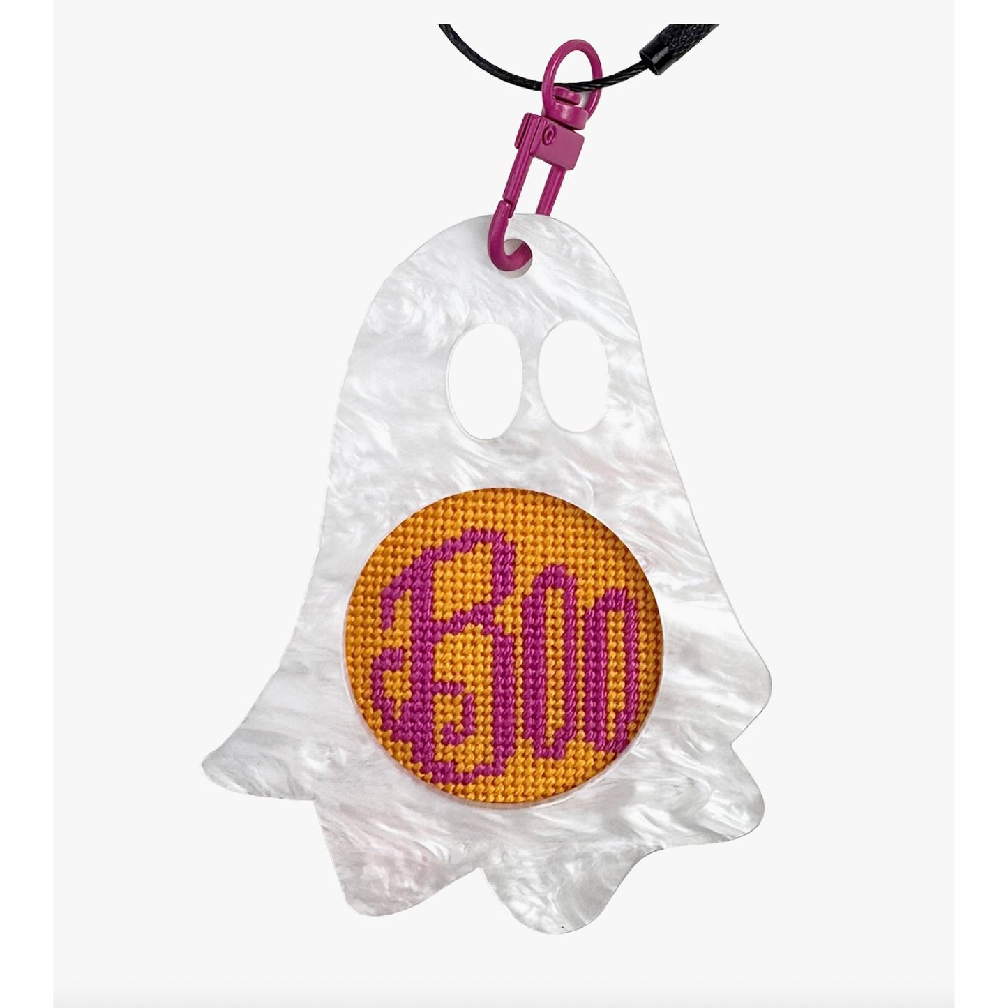 Fraymeworks | Needlepoint Bag Tag: Ghost - Pearl White