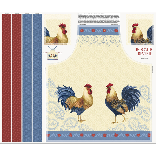 Rooster Reverie ~ Apron Panel ~ W105-040-053