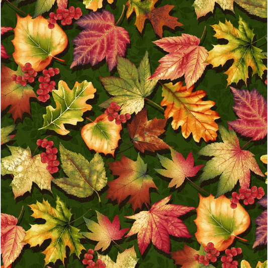 Oak and Berries ~ Leaf Toss ~ 3652-66 Green