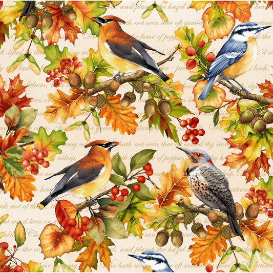 Oak and Berries ~ Allover Birds ~ 3653-44 Cream Multi