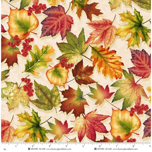 Oak and Berries ~ Leaf Toss ~ 3652-44 Cream