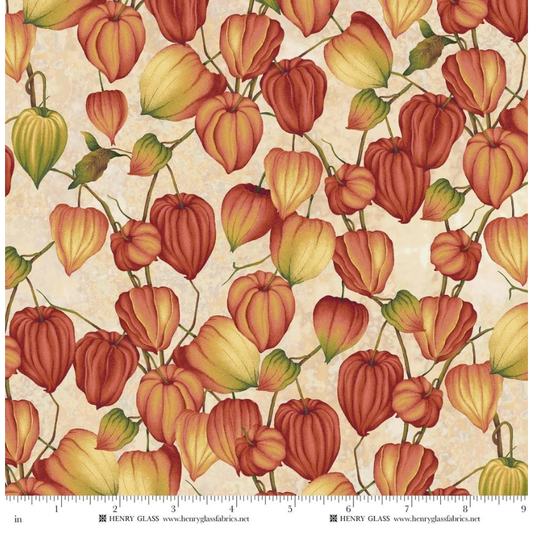 Oak and Berries ~ Chinese Lanterns ~ 3650-44 Cream Multi
