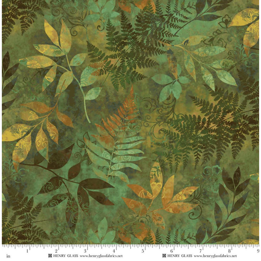 Oak and Berries ~ Mixed Media Leaves ~ 3648-66 Green