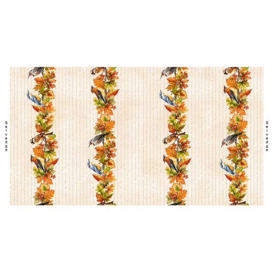 Oak and Berries ~ Border Stripe ~ 3655-44 Cream Multi