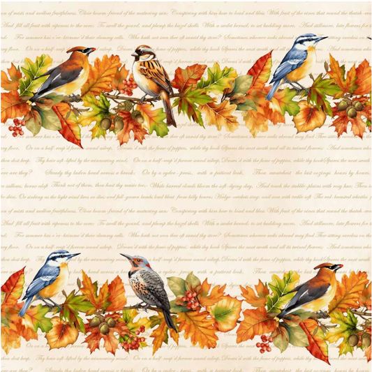 Oak and Berries ~ Border Stripe ~ 3655-44 Cream Multi
