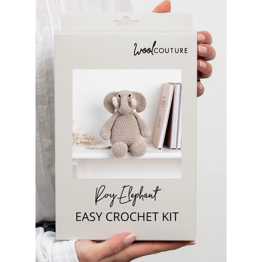 Wool Couture Company | Roy Elephant Cotton Crochet Kit - Light Grey