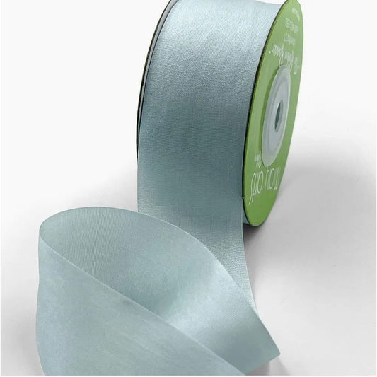 May Arts Ribbon | 1.25" Pale Blue Hand-Dyed Woven 100% Silk Ribbon