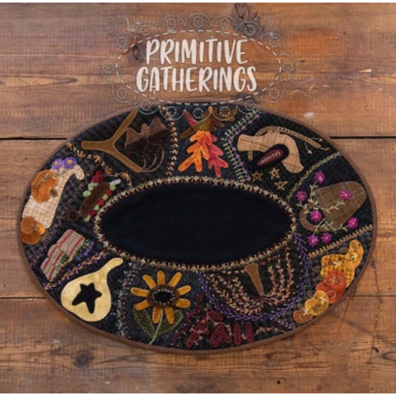 Primitive Gatherings ~ Fall Crazy Tablemat Wool Applique Kit