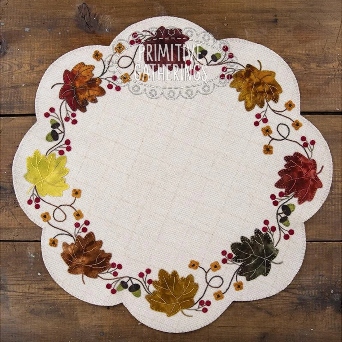 Primitive Gatherings ~ Fall Leaves Tablemat Wool Applique Kit