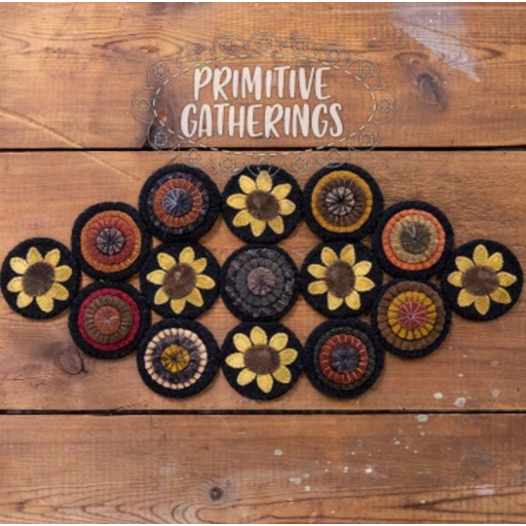 Primitive Gatherings ~ Sunflower Penny Mat Wool Applique Kit