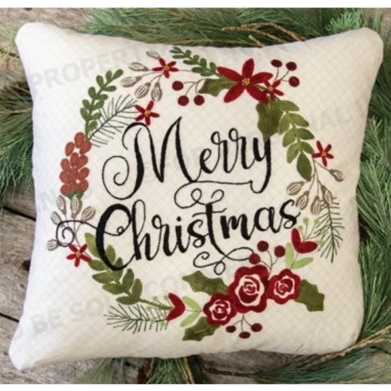 Primitive Gatherings ~ Merry Christmas Wreath Wool Applique Kit