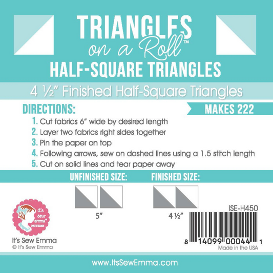 ﻿It's Sew Emma ~ Triangles on a Roll 4-1/2in Half Square 50ft Roll