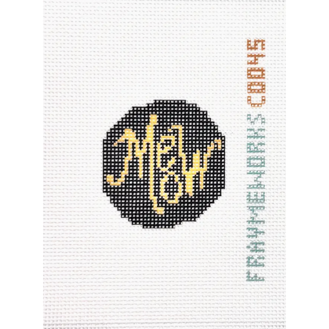 Frameworks | Meow 1.75" Round Mini Needlepoint Canvas