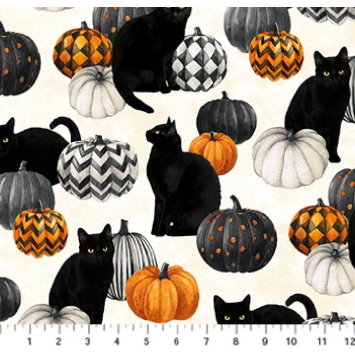 Twilight ~ Cats & Pumpkins ~ 29816-11 Off White Multi