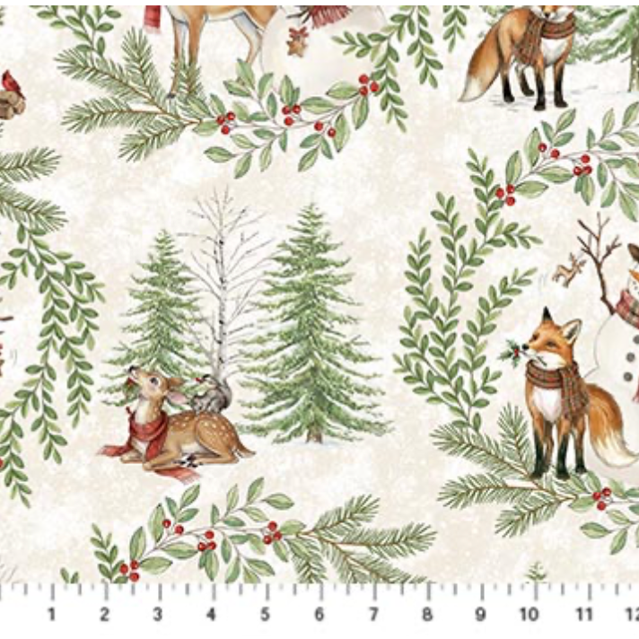Winter Gathering ~ Wreath ~ DP29891-11 Cream Multi