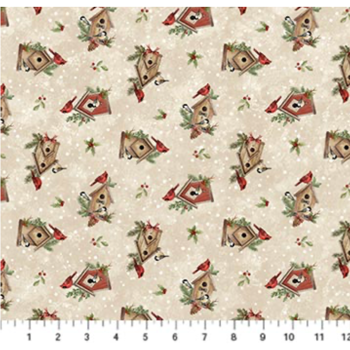 Winter Gathering ~ Birdhouses ~ DP29895-1414 Beige Multi