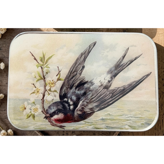 Tin Container with Magnet Large | Spring Swallow