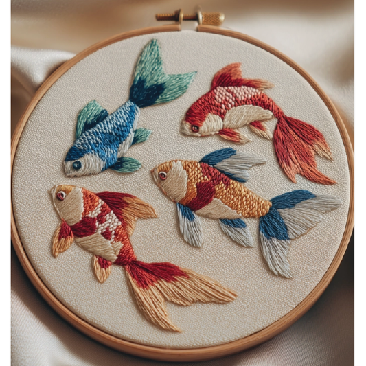 Darby and Windsor | Rainbow Koi Embroidery Kit