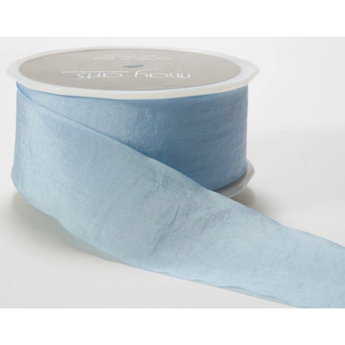 May Arts Ribbon | 1.5 Inch Faux Silk Wrinkled Ribbon | Light Blue